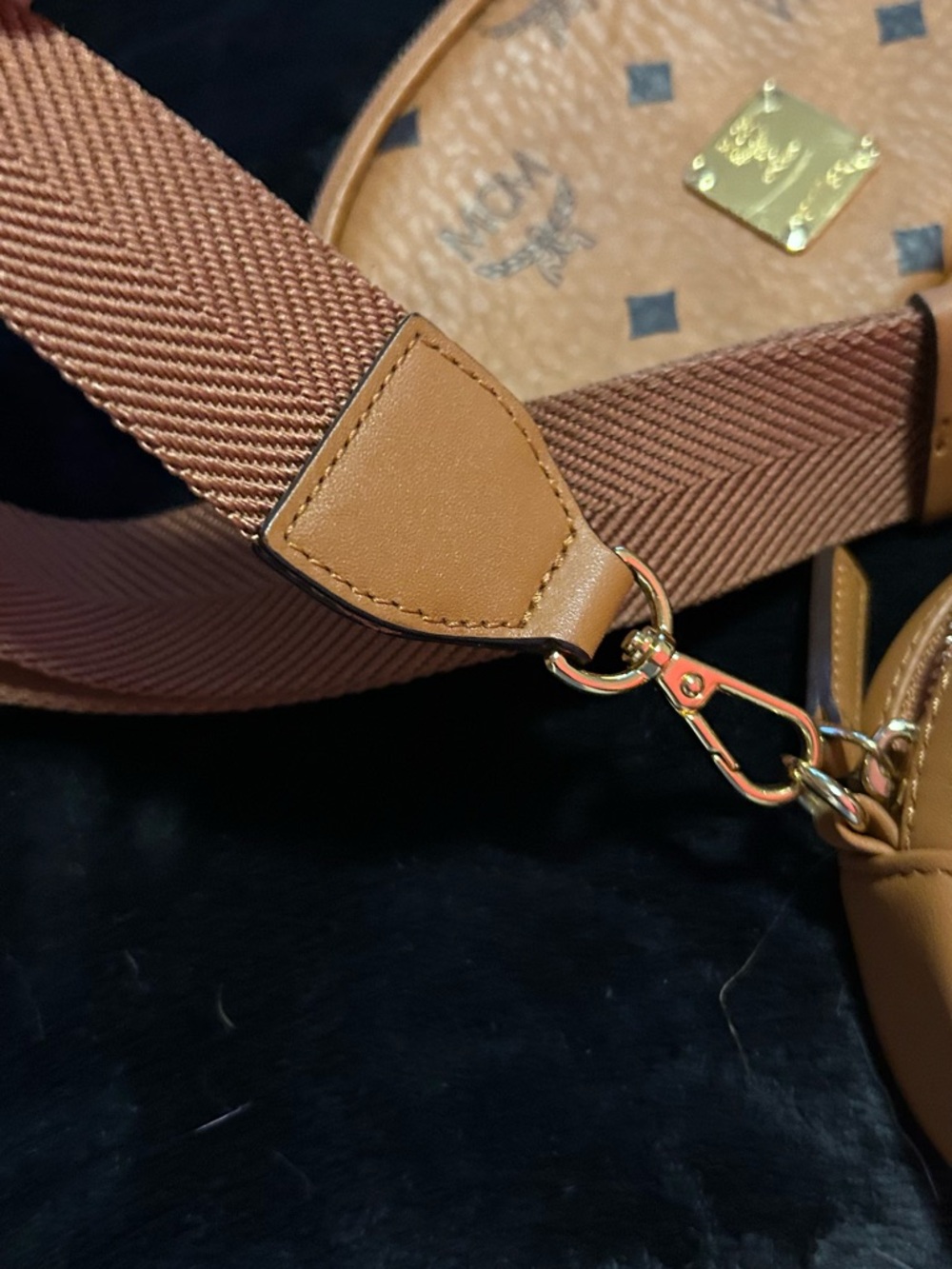 MCM Triple Pouch Signature Visetos Crossbody in Cognac - Picture 9 of 16